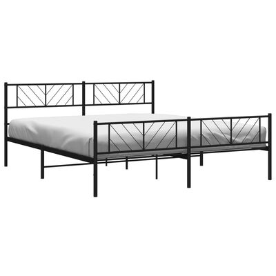 vidaXL Metal Bed Frame without Mattress with Footboard Black 193x203 cm