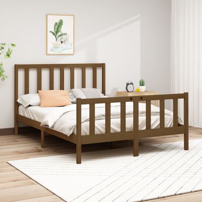 vidaXL Bed Frame without Mattress Honey Brown 150x200 cm King Size Solid Wood Pine