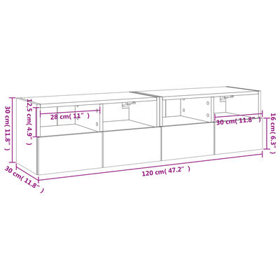 vidaXL TV Wall Cabinets 2 pcs Sonoma Oak 60x30x30 cm Engineered Wood