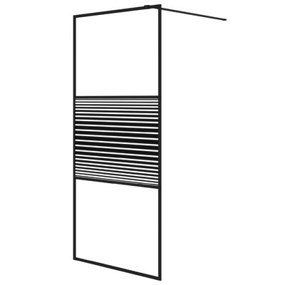 vidaXL Walk-in Shower Wall Black 90x195 cm Clear ESG Glass