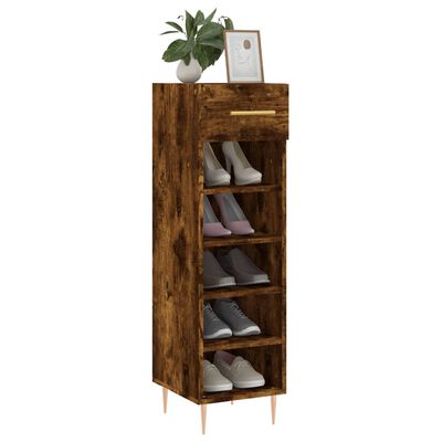 vidaXL Shoe Cabinet Smoked Oak 30x35x105 cm Engineered Wood