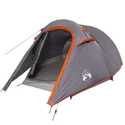 vidaXL Camping Tent Tunnel 2-Person Grey and Orange Waterproof