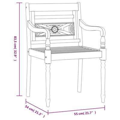 vidaXL 3 Piece Garden Dining Set Solid Wood Teak