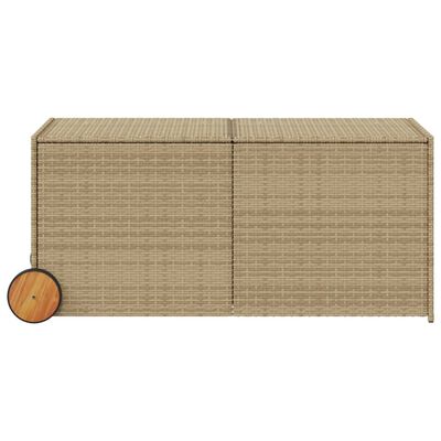 vidaXL Garden Storage Box with Wheels Mix Beige 283L Poly Rattan