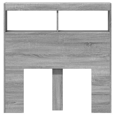 vidaXL Headboard Cabinet with LED Grey Sonoma 100x17x102 cm