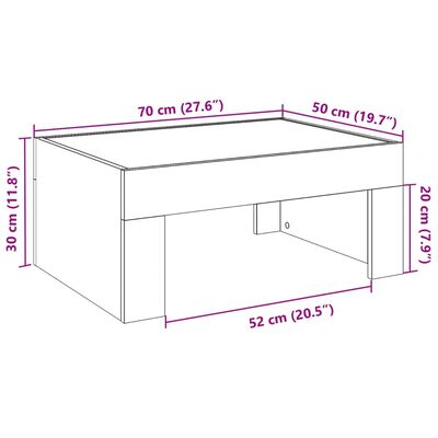 vidaXL Coffee Table with Infinity LED Sonoma Oak 70x50x30 cm