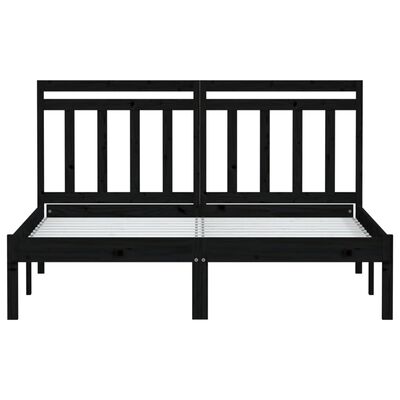 vidaXL Bed Frame without Mattress Black Solid Wood 140x190 cm (810001+814098)