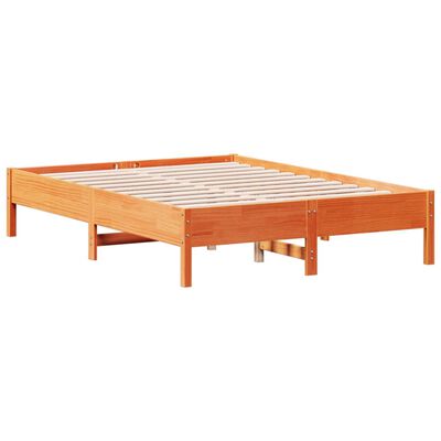 vidaXL Bed Frame without Mattress Wax Brown 135x190 cm Double Solid Wood Pine