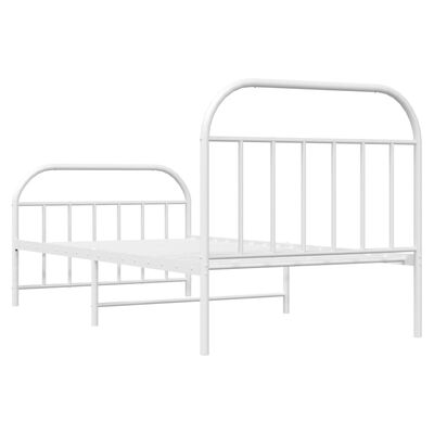 vidaXL Metal Bed Frame without Mattress with Footboard White 100x190 cm