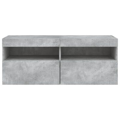 vidaXL TV Wall Cabinet with LED Lights Concrete Grey 100x30x40 cm