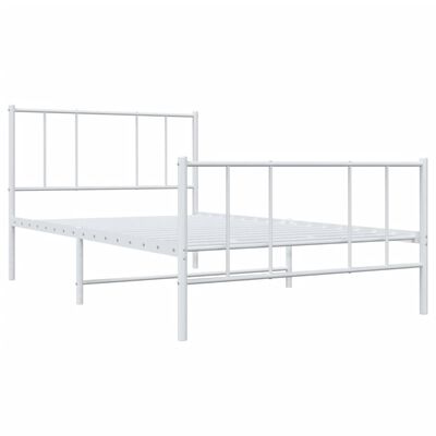 vidaXL Metal Bed Frame without Mattress with Footboard White 100x200 cm