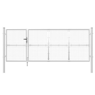 vidaXL Mesh Garden Gate Silver 350x175 cm Galvanised Steel