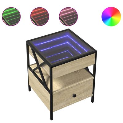 vidaXL Coffee Table with Infinity LED Sonoma Oak 40x40x51 cm