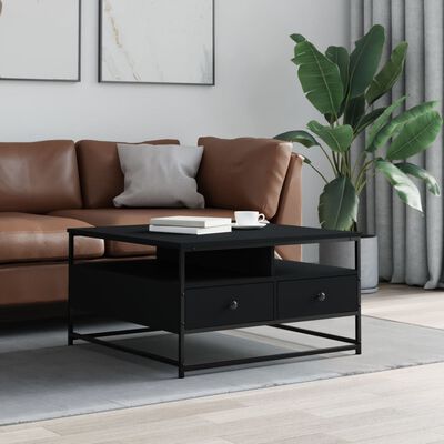 vidaXL Coffee Table Black 80x80x45 cm Engineered Wood