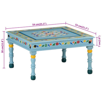 vidaXL Coffee Table Turquoise Hand Painted Solid Wood Mango