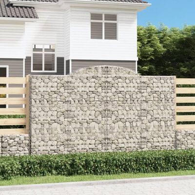 vidaXL Arched Gabion Baskets 2 pcs 300x50x180/200 cm Galvanised Iron