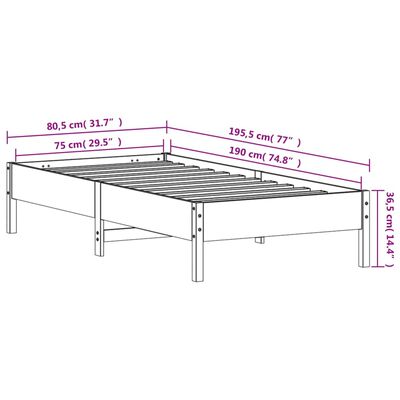 vidaXL Bed Frame without Mattress 75x190 cm Small Single Solid Wood Pine