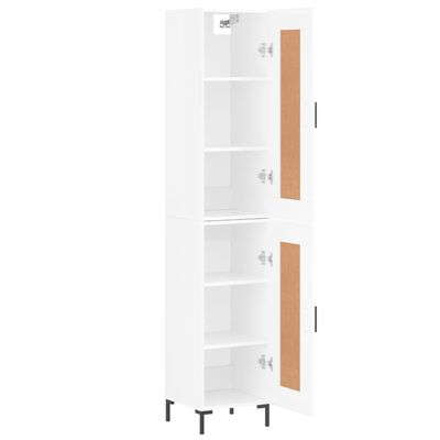 vidaXL Highboard High Gloss White 34.5x34x180 cm Engineered Wood