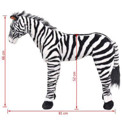 vidaXL Standing Plush Toy Zebra Black and White XXL