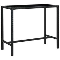 vidaXL Garden Bar Table Black 130x60x110 cm Poly Rattan and Glass