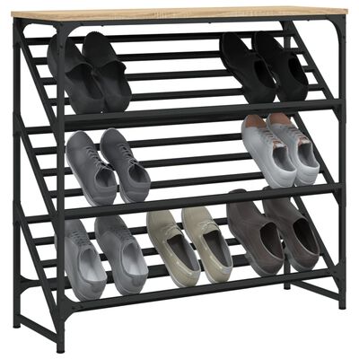 vidaXL Shoe Rack Sonoma Oak 90x30x85 cm Engineered Wood