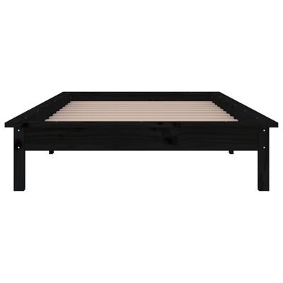 vidaXL LED Bed Frame without Mattress Black 75x190 cm Small Single Solid Wood