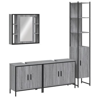 vidaXL 4 Piece Bathroom Cabinet Set Grey Sonoma Engineered Wood