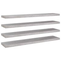 vidaXL Floating Wall Shelves 4 pcs Concrete Grey 120x23.5x3.8 cm MDF