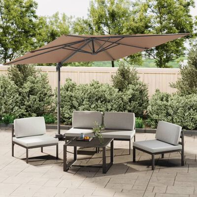 vidaXL LED Cantilever Garden Parasol Taupe 400x300 cm