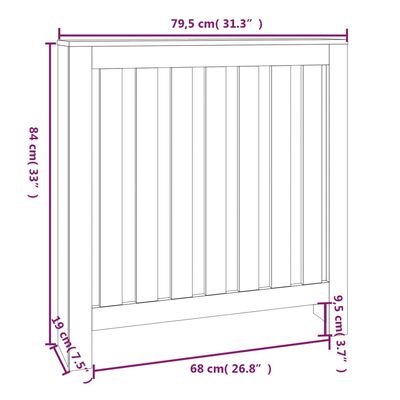 vidaXL Radiator Cover White 79.5x19x84 cm Solid Wood Pine