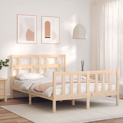 vidaXL Bed Frame without Mattress Double Solid Wood Pine