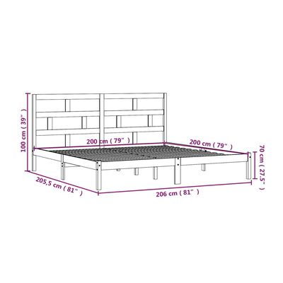 vidaXL Bed Frame without Mattress Grey Solid Wood Pine 200x200 cm (810039+814216)