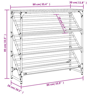 vidaXL Shoe Rack Sonoma Oak 90x30x85 cm Engineered Wood