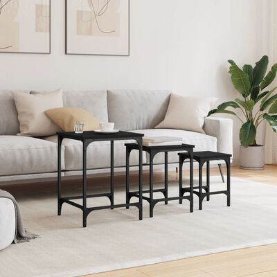 vidaXL Nesting Coffee Tables 3 pcs Black Engineered Wood