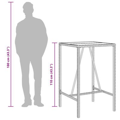 vidaXL Outdoor Bar Table Grey 70x70x110 cm Poly Rattan