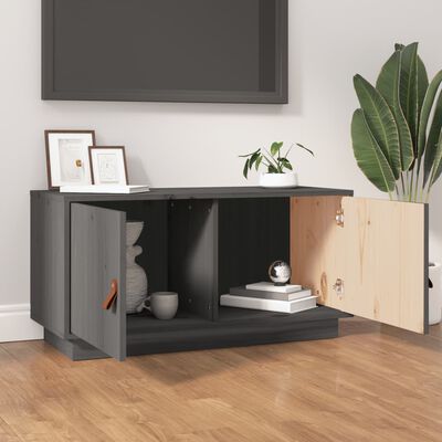 vidaXL TV Cabinet Grey 80x34x40 cm Solid Wood Pine