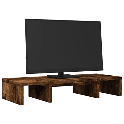 vidaXL Monitor Stand Adjustable Smoked Oak 60x24x10.5 cm Engineered Wood