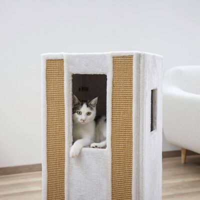 Kerbl Cat Scratching Barrel Galina 40x40x78 cm White and Brown