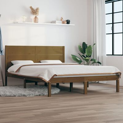 vidaXL Bed Frame without Mattress Honey Brown 120x190 cm Small Double Solid Wood