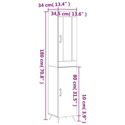 vidaXL Highboard Grey Sonoma 34.5x34x180 cm Engineered Wood