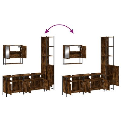 vidaXL 4 Piece Bathroom Furniture Set Smoked Oak Engineered Wood