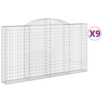 vidaXL Arched Gabion Baskets 9 pcs 300x30x160/180 cm Galvanised Iron