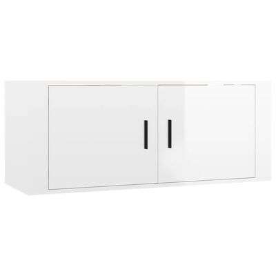 vidaXL Wall-mounted TV Cabinets 2 pcs High Gloss White 100x34.5x40 cm