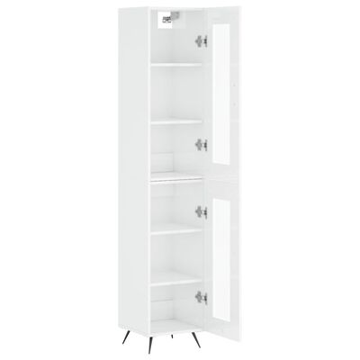 vidaXL Highboard High Gloss White 34.5x34x180 cm Engineered Wood