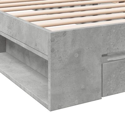 vidaXL Bed Frame with Drawer without Mattress Concrete Grey 75x190 cm Small Single