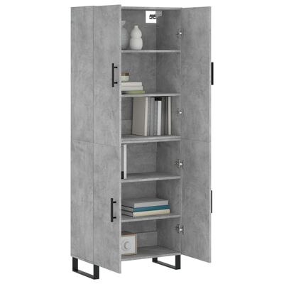 vidaXL Highboard Concrete Grey 69.5x34x180 cm Engineered Wood