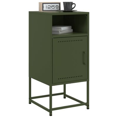 vidaXL Bedside Cabinet Olive Green 36x39x78 cm Steel