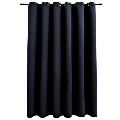 vidaXL Blackout Curtain with Metal Rings Black 290x245 cm