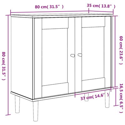 vidaXL Sideboard SENJA Rattan Look White 80x35x80 cm Solid Wood Pine