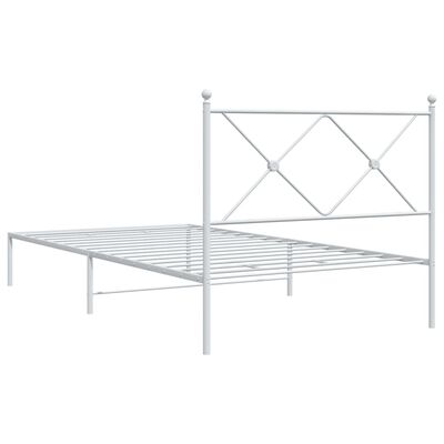 vidaXL Metal Bed Frame without Mattress with Headboard White 100x200 cm